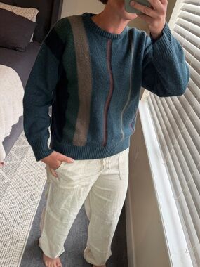 Vintage 90s Jack Stone Made in Italy Striped Knit Crewneck Sweater